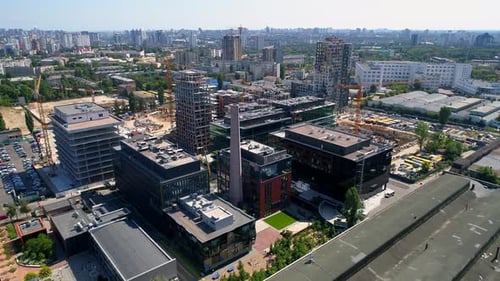 Drone Aerial View Modern Building Residential Complex Unit Home