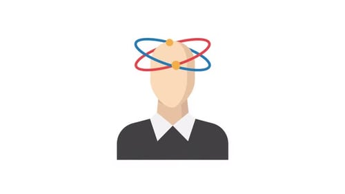 Flat Design Animated Icon: Person with Orbiting Thoughts