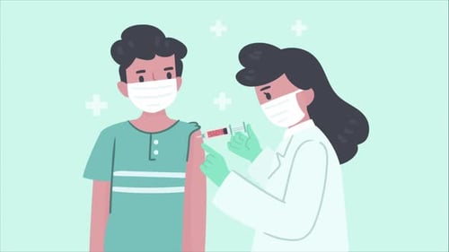 Flat Design Doctor Administering Vaccine to Patient
