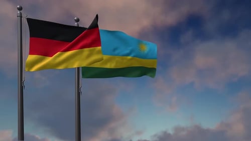 Realistic Waving Flags: Germany and Rwanda National Symbols