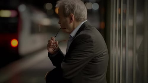 Lonely Old Business Man Worried About Future Life Anxious Waiting