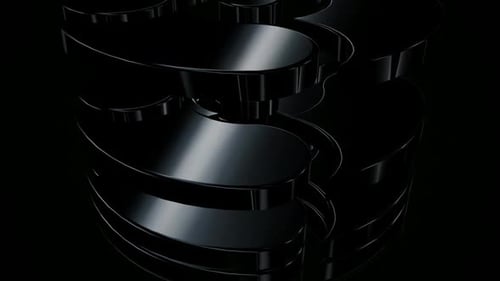 Background with Stacking of Black Shapes, 3D Render, Exclusive, Reflection, Figures