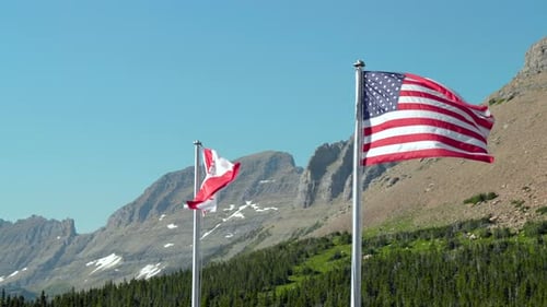 Flags Waving in the Wind at Mountain View
