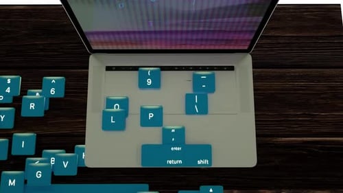 Animated Keyboard Assembly on Laptop for Technology Projects