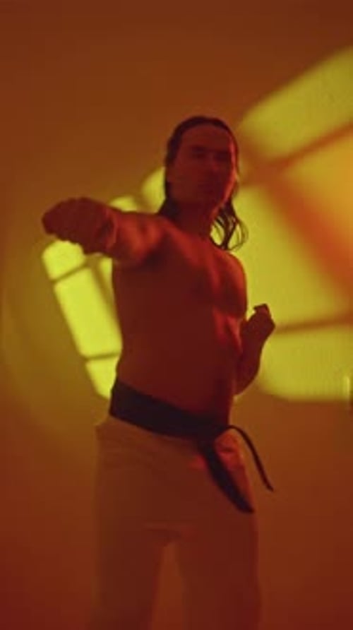 Martial Arts Expert Demonstrates Skills in Studio