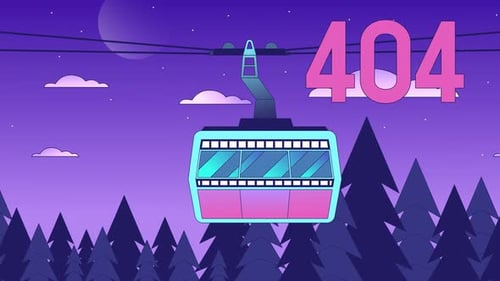 Animated 404 Error Page with Gondola Moving in Geometric Style