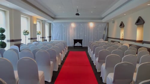 Wedding Ceremony Room Set Up with Red Carpet