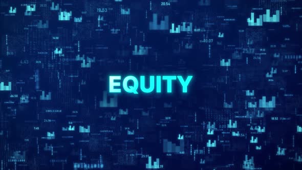 EQUITY Concept over animated stock market background with chart ...
