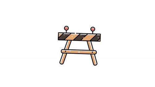 Animated Construction Barrier Icon with Flashing Lights