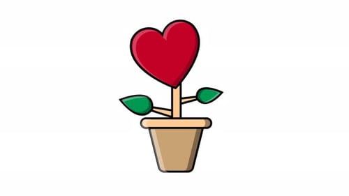 Festliche Blume in einem Topf in Form eines Herzens, Symbol der Liebe, zum Valentinstag, isoliert