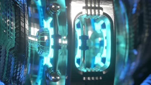 Animated Futuristic Glowing Mechanical Core Engine