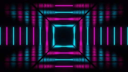 Cyan And Pink Lines Move To Center Background Vj Loop In 4K