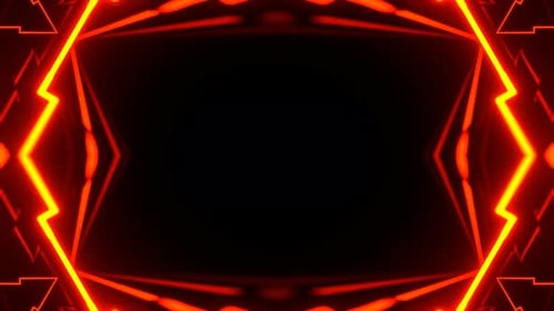 Red And Orange Infinite Symmetrical Laser Neon Abstract Background Vj Loop In 4K