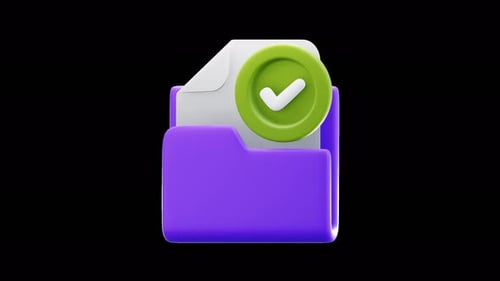 Animated 3D Folder Checkmark Confirmation Icon