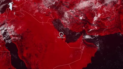 Digital World Map Location Pin Drop Animation for Bahrain