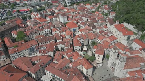 Kotor. Old city. Montenegro. Aerial view. Ancient cities and the coast of Montenegro. Bay of Kotor.
