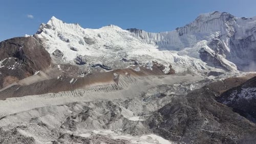 Aerial View of a Snowcapped Mountain Range in Nepal Highlighting the Majestic Peaks and Rugged