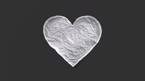Crumpled White Paper Heart Sticker Peel On