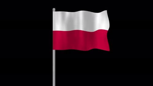 Realistic Polish Flag Waving on Transparent Background