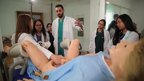 Medical Professionals Training with Birthing Simulator