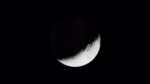 Realistic Waxing Crescent Moon Phase Seamless Loop