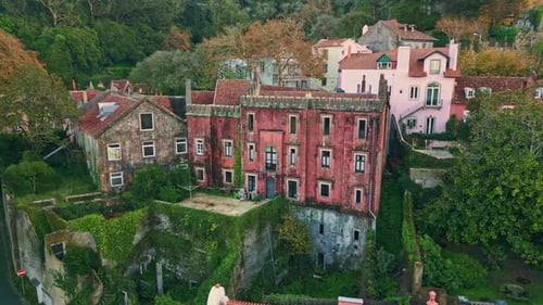 Historic Residence Old Town Drone View Picturesque Medieval Redbrick House