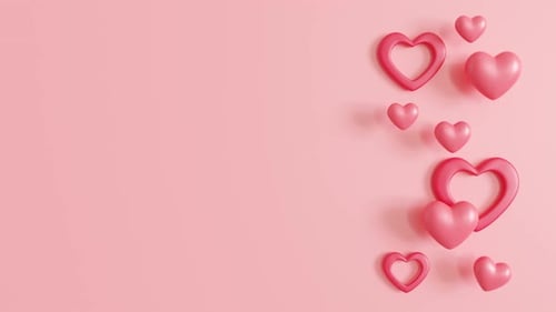 Modern Animated Pink Hearts Falling Background