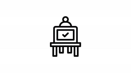 voting booth line icon animation