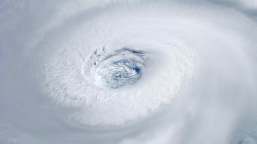 Aerial View of Swirling Hurricane from Space