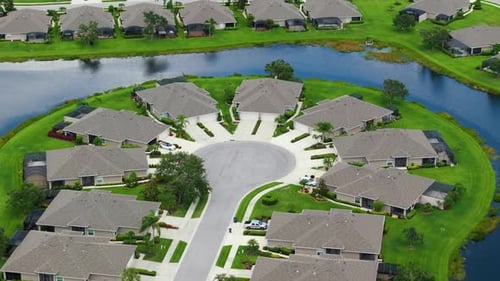 Waterfront Single Family Homes in Florida Residential Area Real Estate Development in American