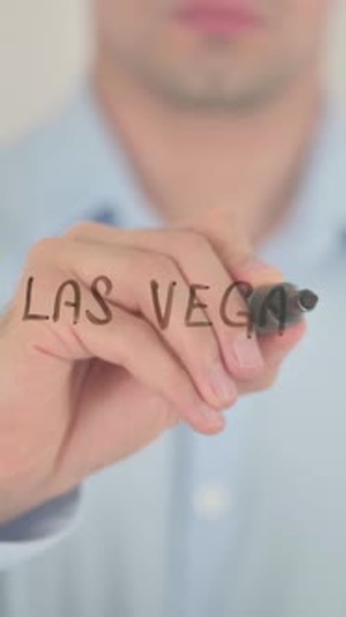 Las Vegas, Man Writing on Screen