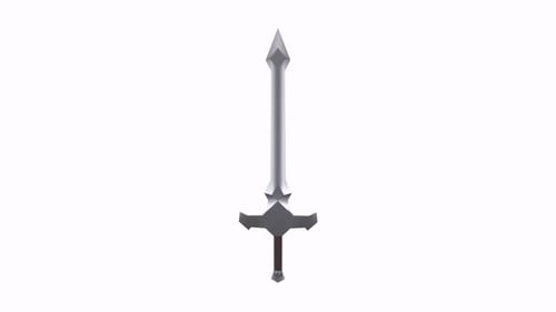 Sword rotating in loop on white background