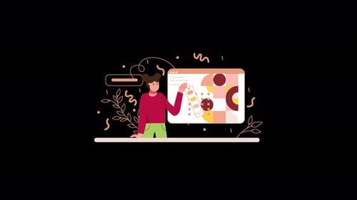 Young person illustrating a design on a digital screen