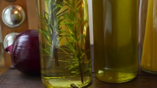 Cooking ingredients in clear glass kitchen containers