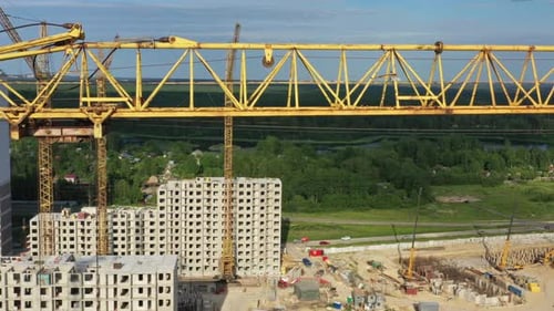 Building Crane and Buildings Under Construction