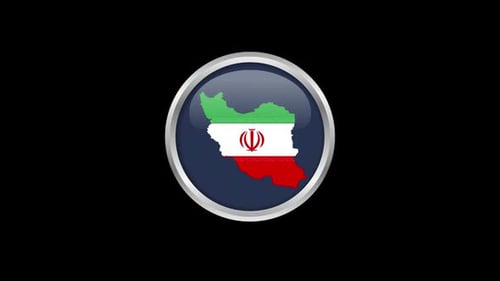 Glossy 3D Button Animation with Iran Flag Map