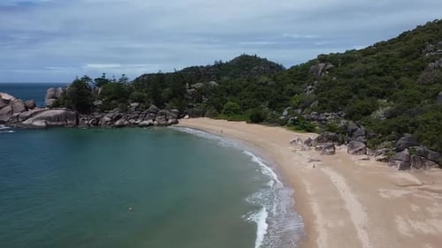 Drone shot: Beach on Magnetic Island in Australia