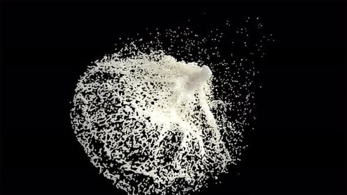 3D Milk Splash Collide, liquide blanc sur sac noir