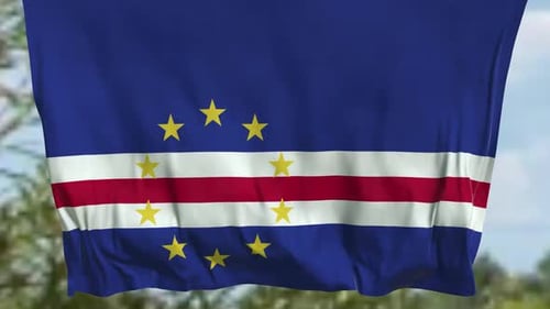 Cape Verde Flag Waving in Wind Animation