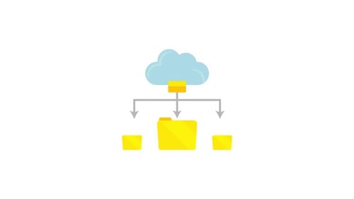 Cloud Computing Data Flow to Folders Animated Illustration