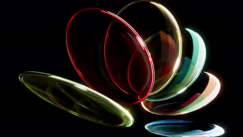 Colored Glass Lenses on Black Bg Able to Loop Endless