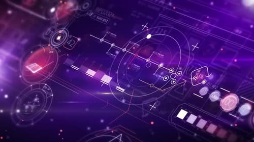 Futuristic Digital Data Interface with Holographic Elements