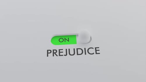Minimalist 3D Toggle Switch Turning On Prejudice Concept