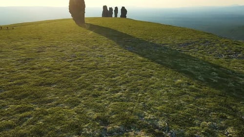 Aerial Weathered Stone Pillars on the Manpupuner Plateau