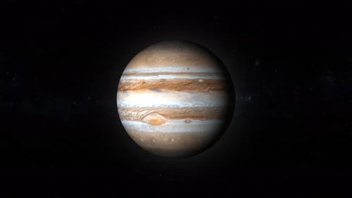 Jupiter Planet Rotating in Deep Space