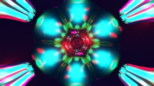 Luces estroboscópicas rítmicas y patrones geométricos cambiantes en un bucle continuo