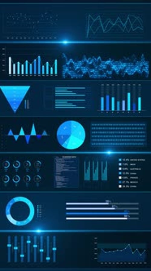 Modern User Interface Screen Global Analytics Holographic Elements Digital Screen Bar Graphs