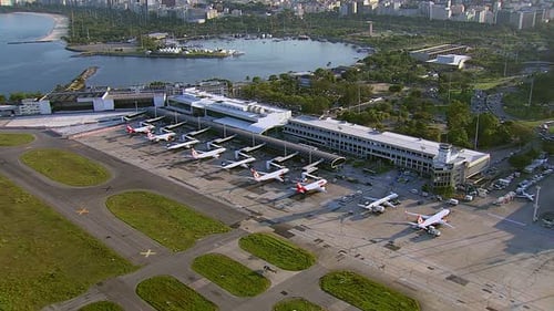 Rio De Janeiro, Brazil - August 23, 2013: Flying Over Santos Dumont