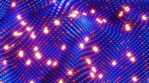 Abstract Futuristic Grid with Glowing Lights Loop Background
