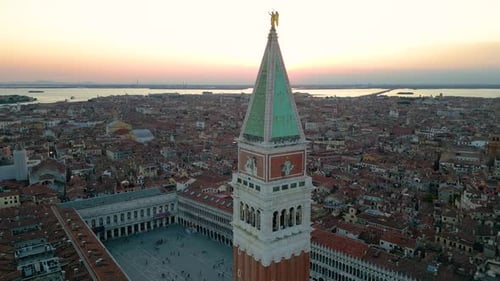 Venice City Aerial View of St Mark's Campanile Italy